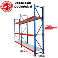 Rack de Bodega de Carga Pesada 3 Niveles 1000kg/Nivel 2200*2000*600mm PMX-1127 ***ALTURA A MEDIDA***