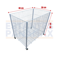 Cesta de Metal con Rueditas y Frenos Blanco 80x88x58cm XBH-CR08