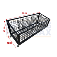 Canasta de Hierro Negro con Ruedas & Frenos +4 Divisiones 45X120X45cm PMX-1195