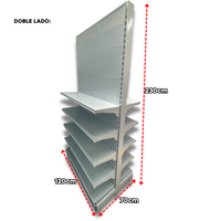 Góndola Doble Perforado Blanco 5 Niveles 230x120x70cm 125kg/nivel PMX-1190