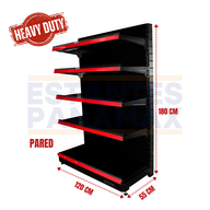 ***CALIBRE GRUESO*** Góndola Pared Perforado Negro 5 Niveles 180x120x55cm 250kg/nivel PMX-1188