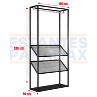 Perchero Central de Metal Negro 240x120x40cm XBH-CR07-CENTRAL