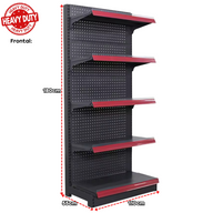 ***CALIBRE GRUESO*** Góndola Frontal Perforado Negro 5 Niveles 180x110x55cm 250kg/nivel PMX-1189