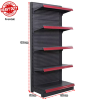 ***CALIBRE GRUESO*** Góndola Frontal Perforado Negro 5 Niveles 180x110x55cm 250kg/nivel PMX-1189