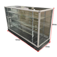 Vitrina de Aluminio Plateado con Base Negro 3 Niveles Vidrio Templado 110x183x60cm KS-004