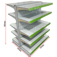 Góndola Doble Perforado Blanco 5 Niveles 120x90x80cm 75kg/nivel PMX-1198