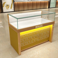 Vitrina para Joyería Color Dorado con LED y Cerradura con Llaves 110x150x60cm KW-025