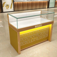 Vitrina para Joyería Color Dorado con LED y Cerradura con Llaves 110x150x60cm KW-025