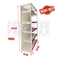 **CALIBRE GRUESO** Góndola Pared Perforado Crema Tipo Cuadrado 220x120x55cm 6 Niveles 275kg/nivel PMX-1120