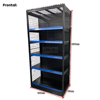 Góndola Frontal Perforado Negro Tipo Cuadrado 200x100x50cm 6 Niveles 225kg/nivel PMX-1174