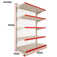 Góndola Frontal de Malla 5 Niveles Crema 180x110x55cm 75kg/nivel PMX-1107