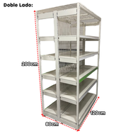 Góndola Doble de Malla Crema Tipo Cuadrado 200x120x80cm 6 Niveles 225kg/nivel PMX-1150