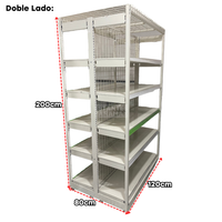 Góndola Doble de Malla Crema Tipo Cuadrado 200x120x80cm 6 Niveles 225kg/nivel PMX-1150