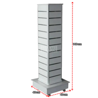 Exhibidor de Slatwall Blanco Rotativo con Rueditas 140x48x48cm KW-020