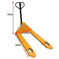 (MODELO ANCHO AMERICANO) Jack Pallet o Hand Pallet 122x68.5cm de Color Amarillo Capacidad de Carga 3000kg PMX-1236