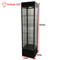 Vitrina Vertical de Aluminio Negro 4 Niveles con LED 200x50x50cm KS-004