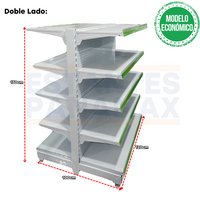 **MODELO ECONÓMICO** Góndola Doble Perforado Blanco 5 Niveles 150x120x100cm 75kg/nivel PMX-1262