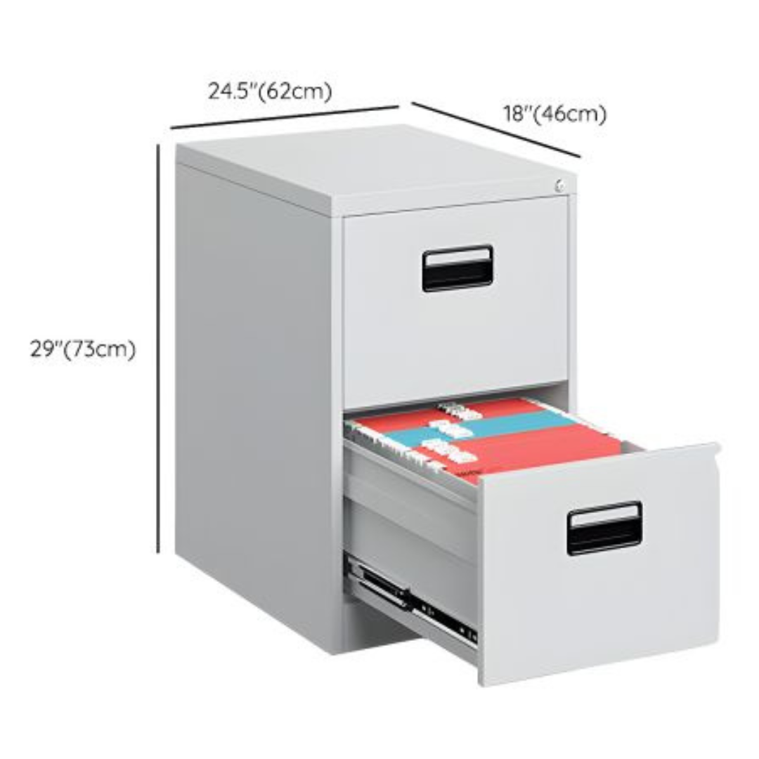 Archivador de Metal Gris de 2 Gavetas 73x62x46cm KY-G080-2