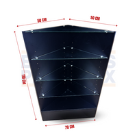 Esquinero de MDF Triangular para Vitrinas de 4 Niveles Niveles Negro 110x50x50x70cm BNM6-2 / KW-002