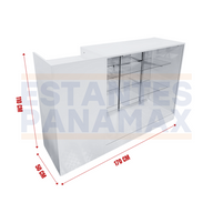 Set Mostrador + Vitrina de 2 Niveles en MDF Blanco MDF-2 / KW-013