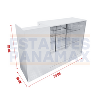 Set Mostrador + Vitrina de 2 Niveles en MDF Blanco MDF-2 / KW-013