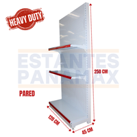 **CALIBRE GRUESO** Góndola Pared Perforado Blanco 3 Niveles 250x120x45cm 250kg/nivel PMX-1033