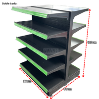 Góndola Doble Perforado Negro 5 Niveles 120x90x80cm 75kg/nivel PMX-1111