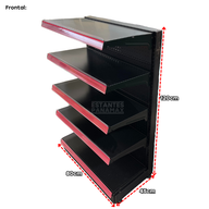 Góndola Frontal Perforado Negro 5 Niveles 120x80x45cm 75kg/nivel PMX-1113
