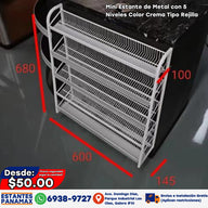 Mini Estante de Metal con 5 Niveles Crema Tipo Rejilla PMX-1202