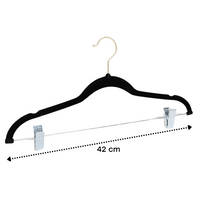Gancho de Ropa de Gamuza con Barra Metal 42cm Negro J86619