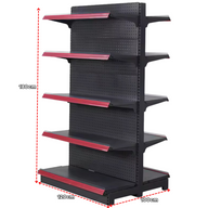**CALIBRE MEDIO** Góndola Doble Perforado Negro 5 Niveles 180x120x100cm 150kg/nivel PMX-1080