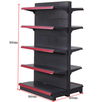 Góndola Doble Perforado Negro 5 Niveles 180x120x100cm 150kg/nivel PMX-1080