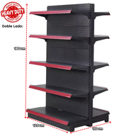 ***CALIBRE GRUESO*** Góndola Doble Perforado Negro 5 Niveles 180x120x110cm 250kg/nivel PMX-1187