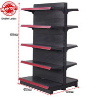 ***CALIBRE GRUESO*** Góndola Doble Perforado Negro 5 Niveles 180x120x110cm 250kg/nivel PMX-1187