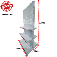 **CALIBRE GRUESO** Góndola Doble Perforado Blanco 3 Niveles 250x120x90cm 150kg/nivel PMX-1034