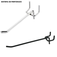 Ganchos Sencillos para Sistema de Perforado Cromado y Negro 4" a 12" /6mm