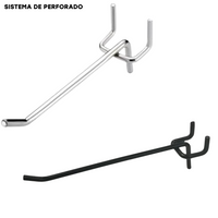 Ganchos Sencillos para Sistema de Perforado Cromado y Negro 4" a 12" /6mm