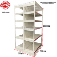 **CALIBRE GRUESO** Góndola Doble Perforado Crema Tipo Cuadrado 220x120x110cm 6 Niveles 275kg/nivel PMX-1106