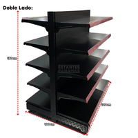 Góndola Doble Perforado Negro 5 Niveles 150x120x100cm 150kg/nivel PMX-1176