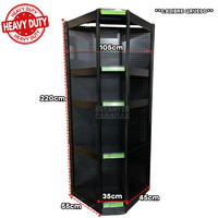 **CABLIBRE GRUESO** Góndola Esquinero Perforado Negro Tipo Cuadrado 220x105x55cm 5 Niveles 250kg/nivel PMX-1124