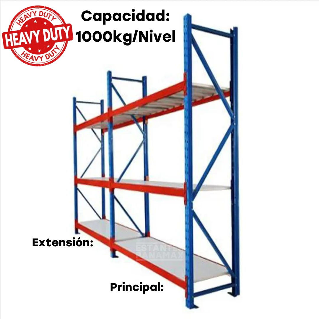 Rack de Bodega de Carga Pesada 3 Niveles 1000kg/Nivel 2200*2000*600mm PMX-1127 ***ALTURA A MEDIDA***