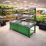 Mueble de Legumbre Metálico de 2 Niveles Verde con Cromado PMX-1400