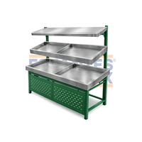 Mueble de Legumbre Metálico de 2 Niveles Verde con Cromado PMX-1400