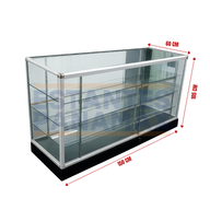 Vitrina de Aluminio Plateado con Base Negro 3 Niveles Vidrio Templado 105x150x60cm KW-011-150S