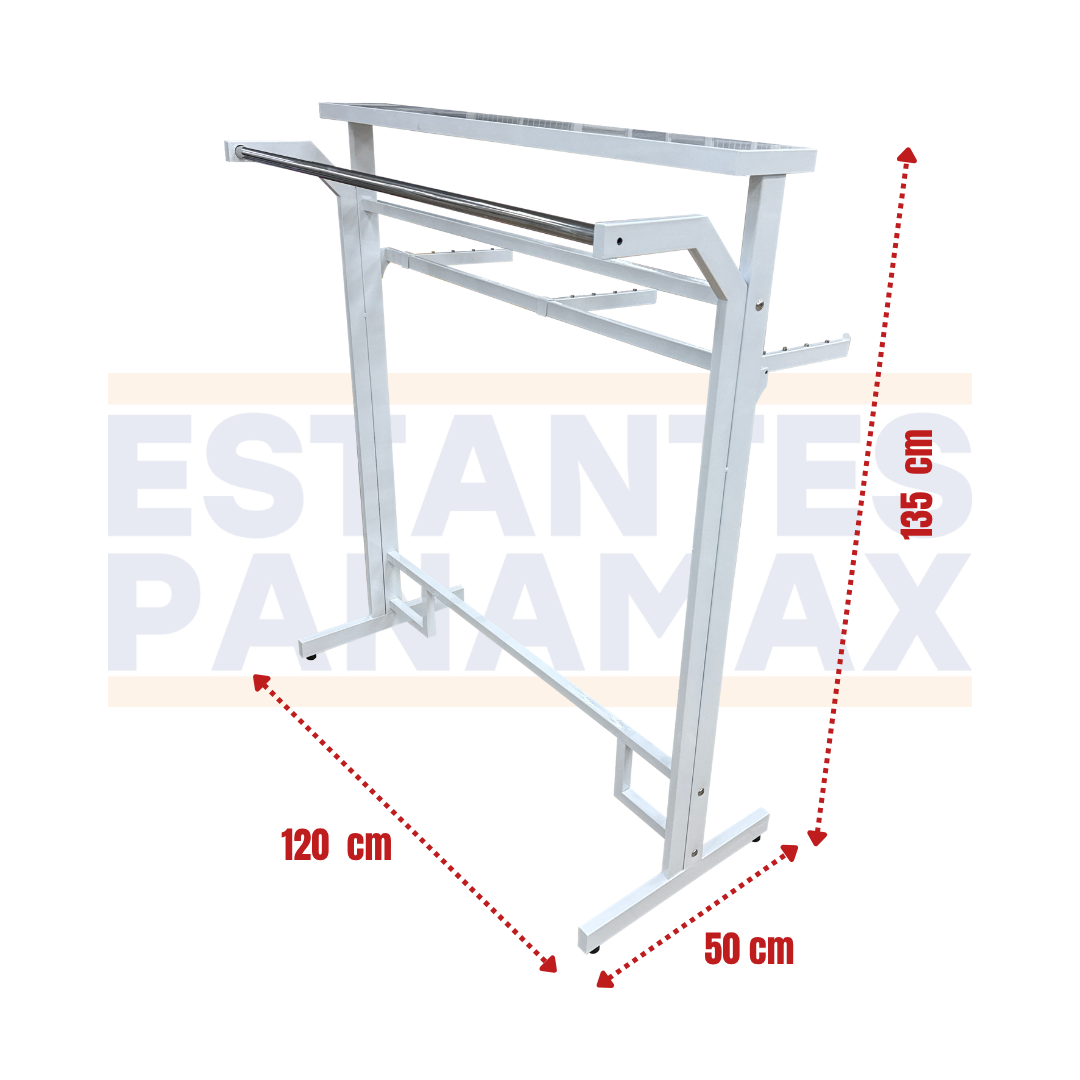 Perchero de Ropa Doble Lado + 3 Ganchos de Barras Blanco 135x120x50cm XBH-CR05
