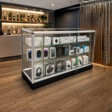 Vitrina de Aluminio Plateado con Base Negro 3 Niveles Vidrio Templado 105x150x60cm KW-011-150S