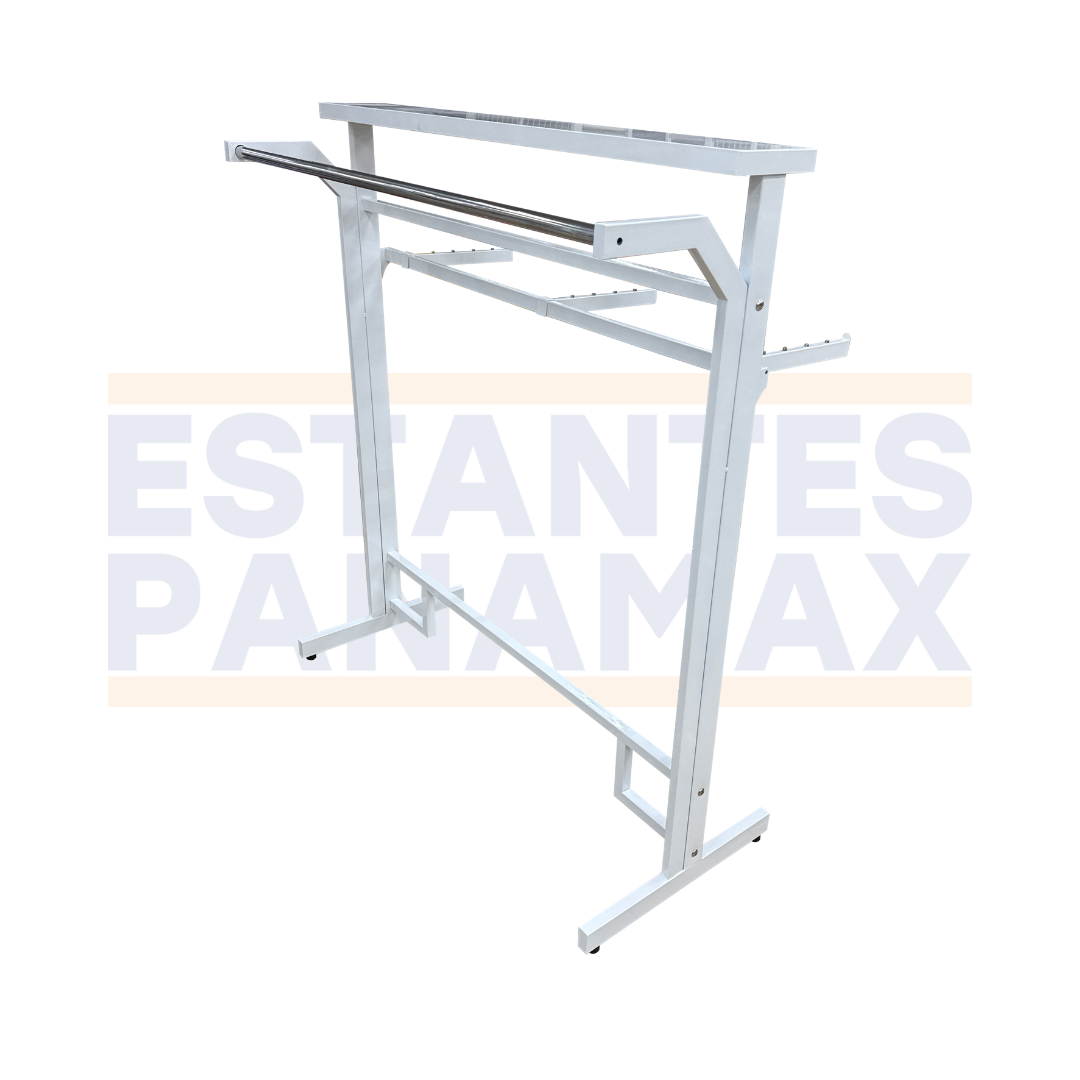 Perchero de Ropa Doble Lado + 3 Ganchos de Barras Blanco 135x120x50cm XBH-CR05