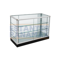 Vitrina de Aluminio Plateado con Base Negro 3 Niveles Vidrio Templado 105x120x60cm KW-011-120S