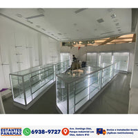 Vitrina de Aluminio Plateado con Base Blanco 3 Niveles Vidrio Templado 110x183x60cm KS-004