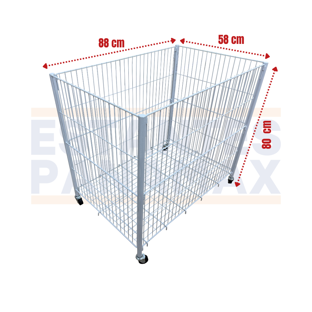 Cesta de Metal con Rueditas y Frenos Blanco 80x88x58cm XBH-CR08